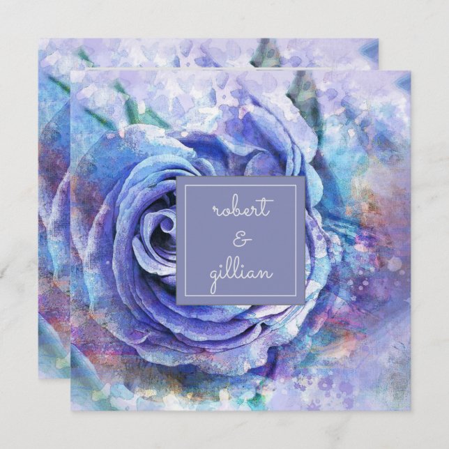 Schöne Aquarell-Rose Einladung (Vorne/Hinten)