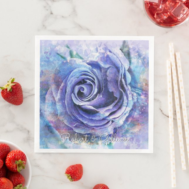 Schöne Aquarell-Rose Serviette (Beispiel)