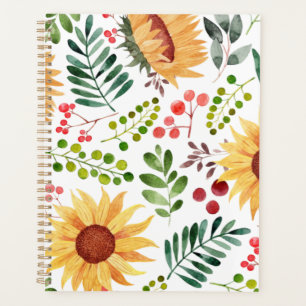 Schöne Aquarell Sonnenblumen und Berries Planer