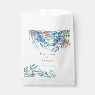 Schöne Aquarell-Vögel und -Blattwerk-Hochzeit Geschenktütchen