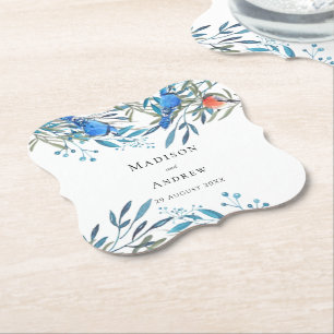 Schöne Aquarell-Vögel und -Blattwerk-Hochzeit Untersetzer