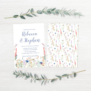 Schöne Aquarell-Wildblumen-Hochzeitseinladung Einladung