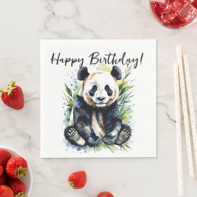 Schöne Aquarellbär Panda Bear Geburtstag Serviette (Beispiel)