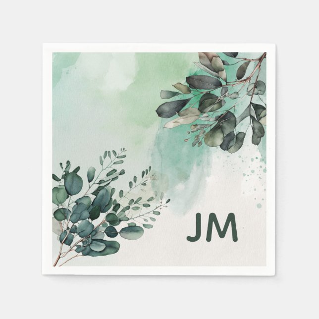 Schöne Aquarellbilder - Blätter Serviette (Vorderseite)