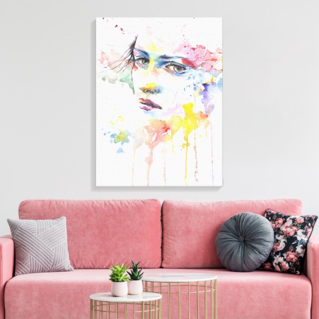 Schöne Aquarellbilder für Frauen Leinwanddruck (Insitu (Wohnzimmer))