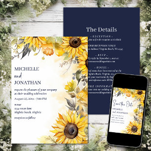 Schöne Aquarellblume Alles in einer Hochzeit Einladung