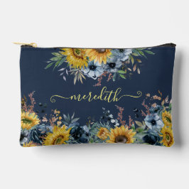 Schöne Aquarellblumen Blauer Hintergrundname Zubehörtasche