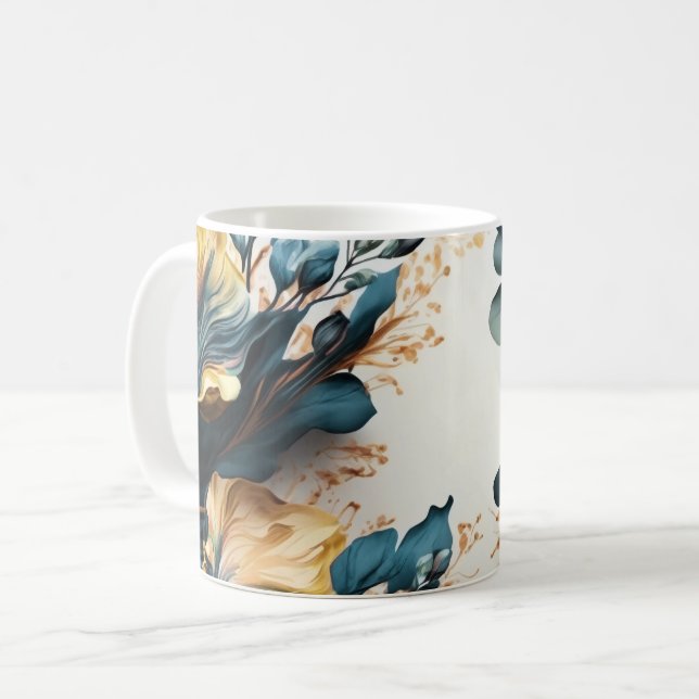 Schöne Aquarellblüte Kaffeetasse (Vorderseite Links)