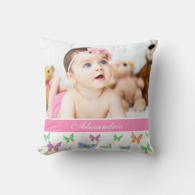 Schöne Aquarellbutterfische/Benutzerdefiniertes Fo Kissen (Vorderseite)