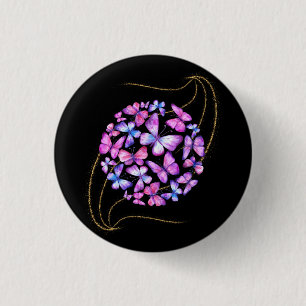 Schöne Aquarellbutterfische mit Goldblende Button