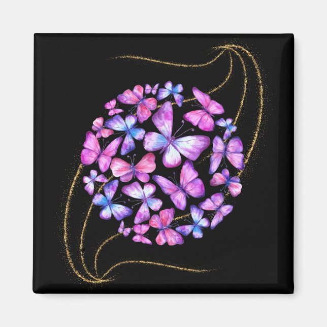 Schöne Aquarellbutterfische mit Goldblende Magnet (Vorne)