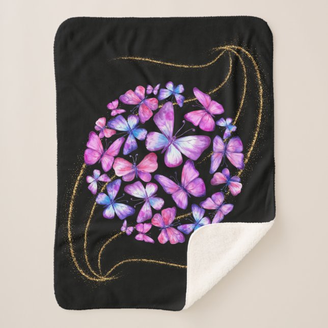 Schöne Aquarellbutterfische mit Goldblende Sherpadecke (Vorderseite)