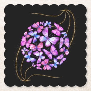 Schöne Aquarellbutterfische mit Goldblende Untersetzer