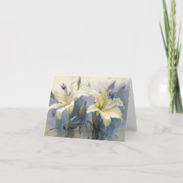 Schöne Aquarellcreme Lila Lilien Dankeskarte