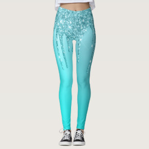 Schöne Aquarelle, blaue Minze und türkisfarbene Gl Leggings