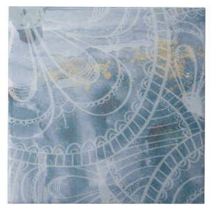 Schöne Aquarellfarbe Blau grau und künstlerische Fliese