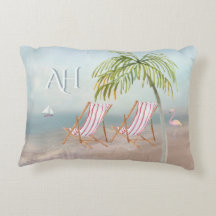 Schöne Aquarellfarben Beach Szene Custom Monogram