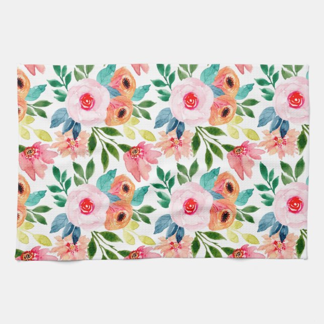 Schöne Aquarellfarben-Blume Geschirrtuch (Horizontal)