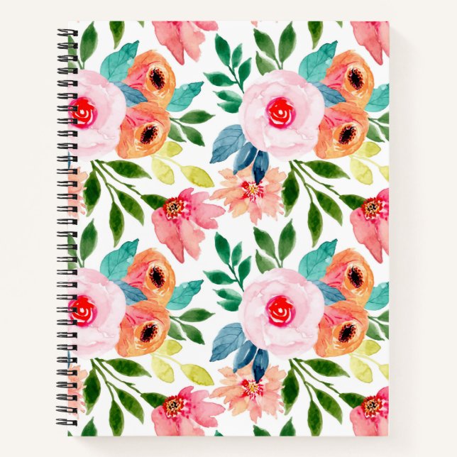 Schöne Aquarellfarben-Blume Notizbuch (Vorderseite)