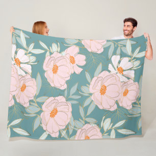 Schöne Aquarellfarben, botanisch-blaue Rosa Falte Fleecedecke