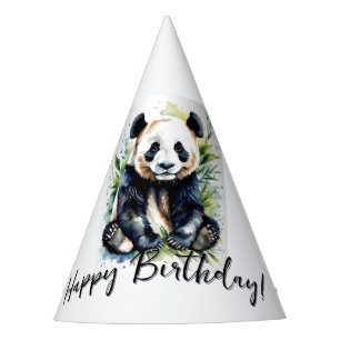 Schöne Aquarellfarben Panda Bär Happy Geburtstag Partyhütchen