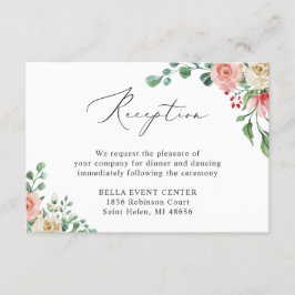 Schöne Aquarellfarben Rose Blumenhochzeit Empfang Begleitkarte