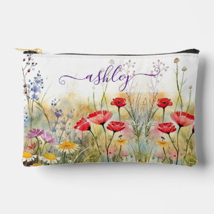 Schöne Aquarellfarben Wildblumen Garten Name Zubehörtasche