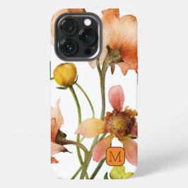 Schöne Aquarellfarben Wildblumen Orange Initial iPhone 13 Pro Hülle