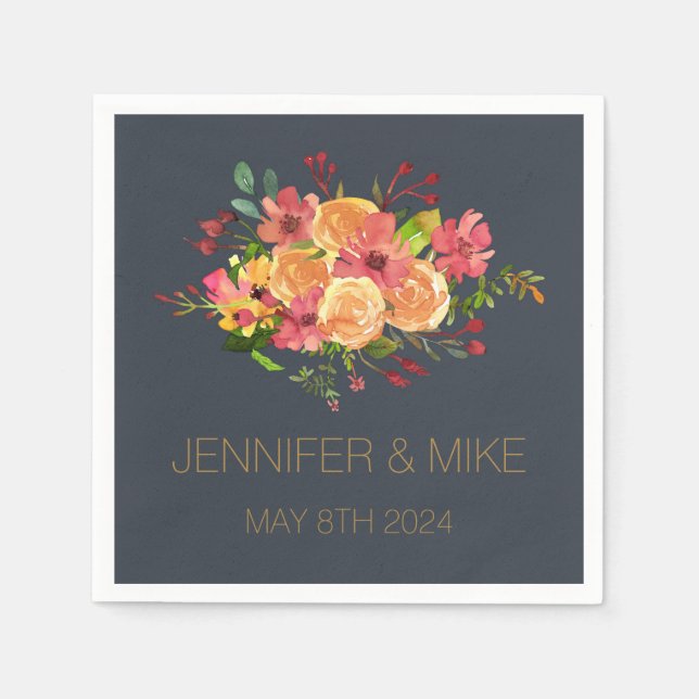 Schöne Aquarellgestaltung Blume Serviette (Vorderseite)