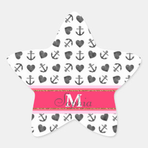 Schöne Aquarellherzen - Referenzmuster Stern-Aufkleber