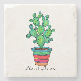 Schöne Aquarellkaktus in schöner Quelle Steinuntersetzer
