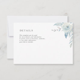 Schöne Aquarellkarte für staubblaue Hochzeitsdetai RSVP Karte