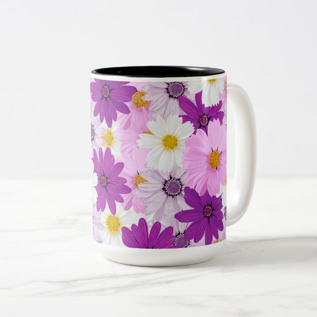 Schöne Aquarellkosmos-Blume Zweifarbige Tasse (VorderseiteRechts)