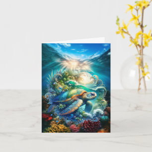 Schöne Aquarellmeerschildkröte Grußkarte Karte