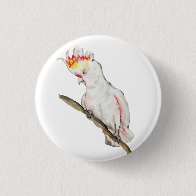 Schöne Aquarellsittich-Papagei Hand zeichnend Button (Vorderseite)