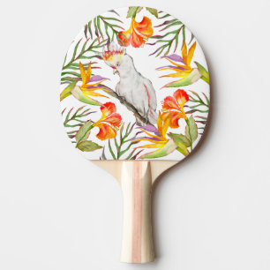 Schöne Aquarellsittich-Papagei Hand zeichnend Tischtennis Schläger