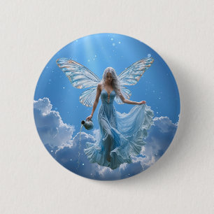Schöne Aquarius Fairy in den Wolken Button