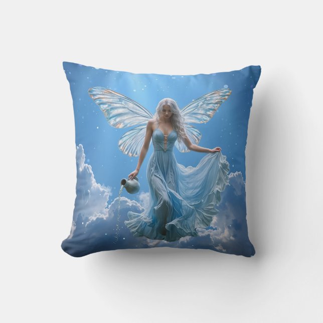 Schöne Aquarius Fairy in den Wolken Kissen (Vorderseite)
