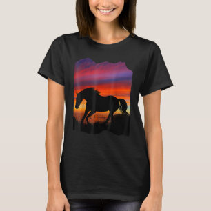 Schöne arabische Pferde Sonnenuntergang Silhouette T-Shirt