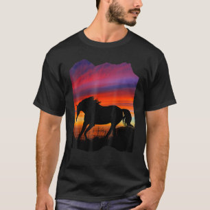 Schöne arabische Pferdesonnenuntergangs-Silhouette T-Shirt
