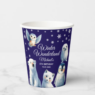 Schöne arktische Tiere Blue Winter Kids's Geburtst Pappbecher