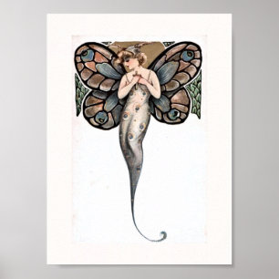Schöne Art Deco Butterfly Fairy Poster