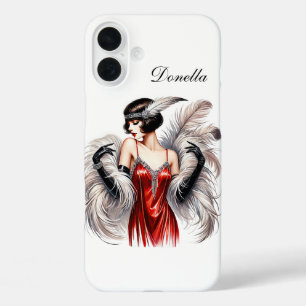 Schöne Art Deco-Dame fügen Sie Ihren Namen hinzu iPhone 16 Plus Hülle