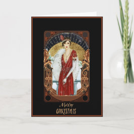 Schöne Art Deco Dame Weihnachtsgrüße Karte