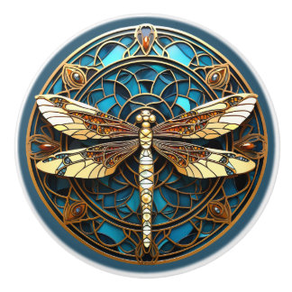 Schöne Art Deco Dragonfly Gemis Türkis Gold Keramikknauf