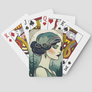 Schöne Art Deco Flapper Spielkarten