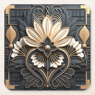 Schöne Art Deco Gold Schwarz Weiße Eleganz Rechteckiger Pappuntersetzer