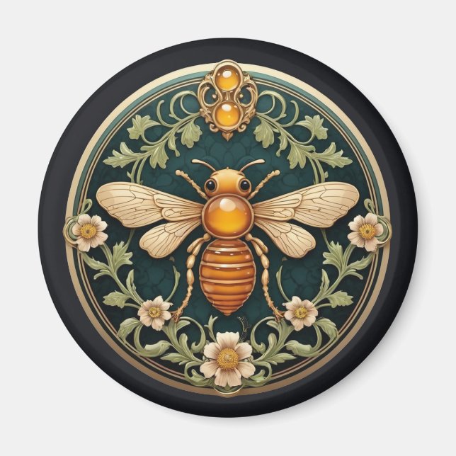 Schöne Art Nouveau Biene Magnet (Vorne)