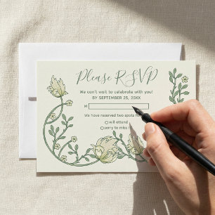 Schöne Art Nouveau Blumen RSVP-Karte RSVP Karte