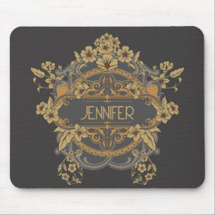 Schöne Art Nouveau Gestaltung mit Blumen Mousepad